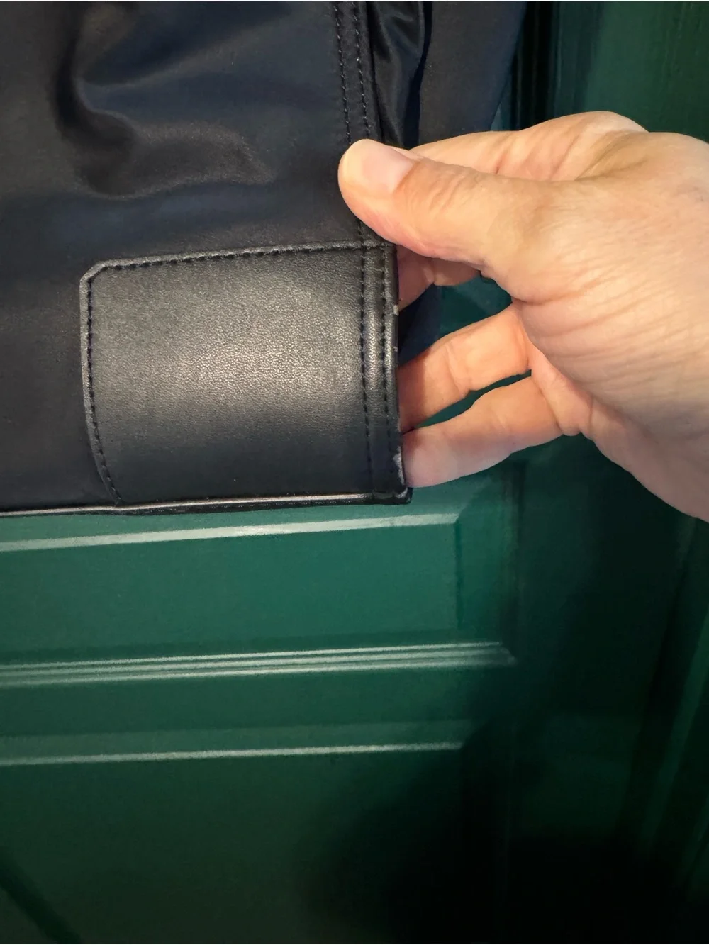Tory Burch Black Large Nylon Logo Tote with Leather Trim